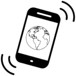 Téléphone portable avec la planète sur l'écran