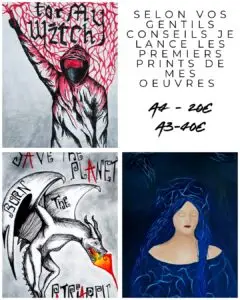 Ensemble d'illustrations en tryptique: une personne cagoulée, tenant un fumigène rouge; un dragon crachant du feu sur le patriarcat; une femme sur un fond bleu marine